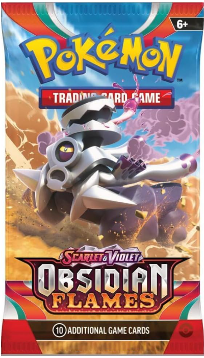 Pokémon trading card game pack with Obsidian Flames theme
