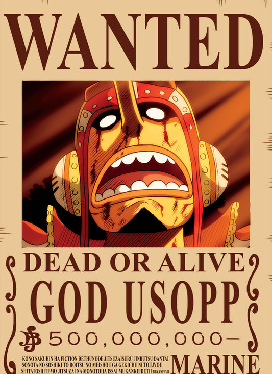 One Piece God Usopp Wanted Poster Dead or Alive Anime Wall Art - PokeTCG