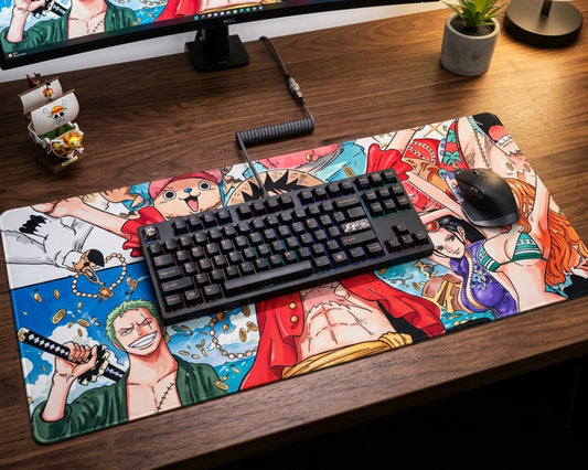 One Piece Luffy Zoro Sanji Ace Law Gaming Mousepad Extended Anime Desk Mat Pirate Legends Design - PokeTCG