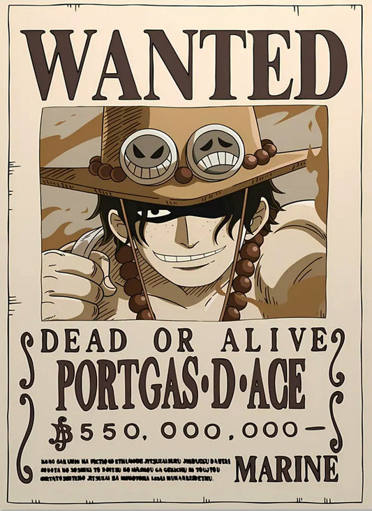 One Piece Portgas D Ace Wanted Poster Dead or Alive Anime Bounty Wall Art Fire Fist Ace Pirate Poster Decor - PokeTCG