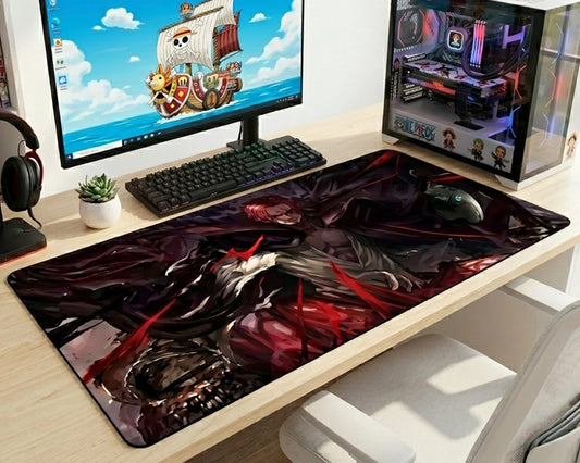 One Piece Shanks Dark Warrior Gaming Mousepad Extended Anime Desk Mat Red Hair Pirate Shadow Art - PokeTCG
