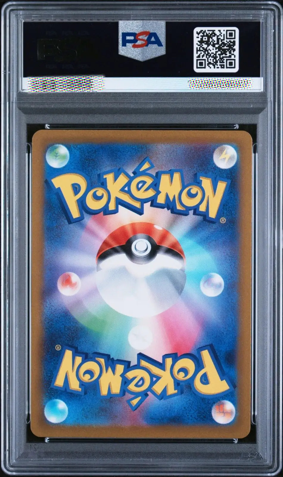Pokémon trading card in a PSA protective case with a visible QR code.