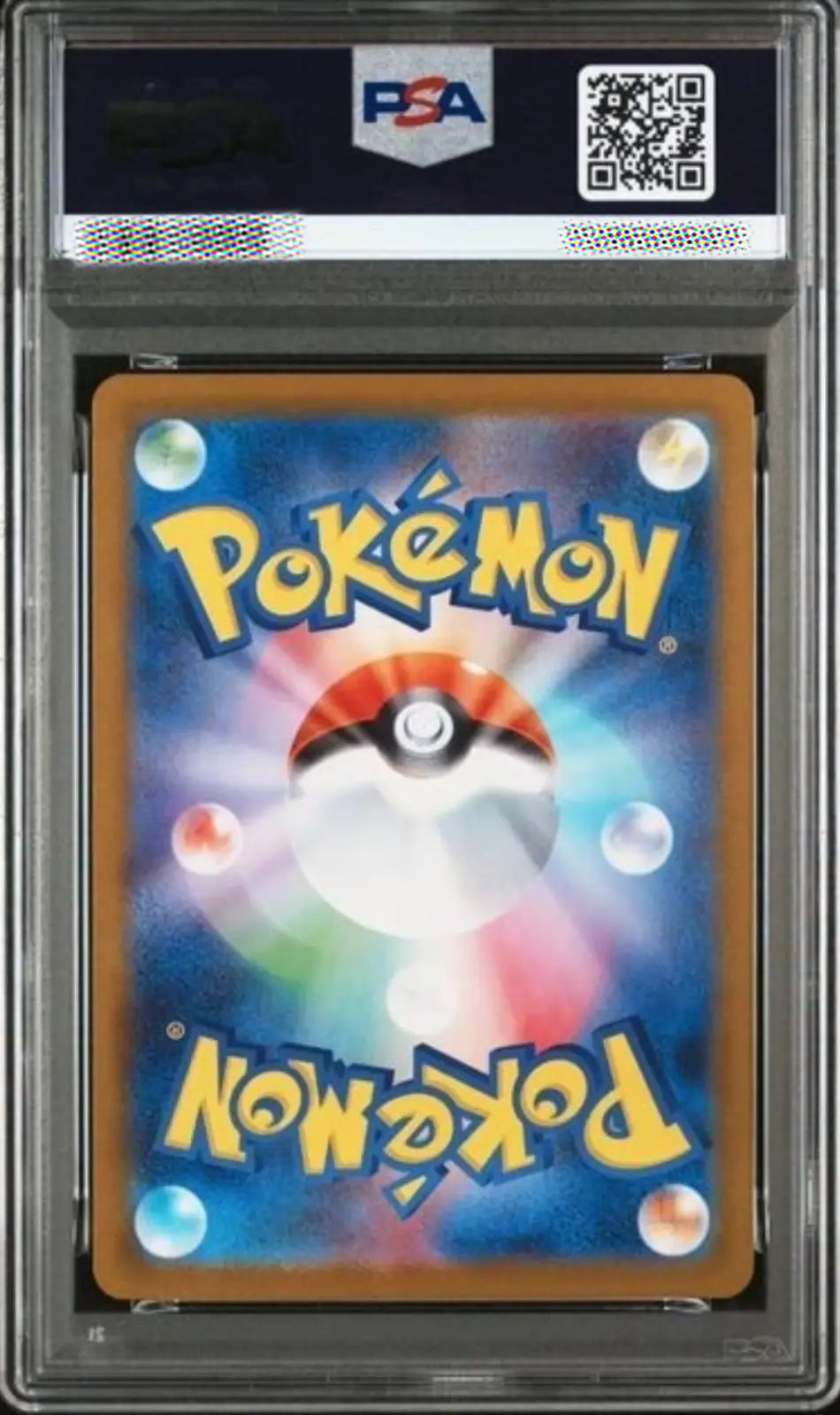 Pokémon trading card in a protective case with a PSA logo above it.