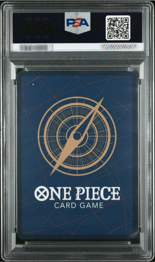 One Piece card game card in PSA holder with logo and branding