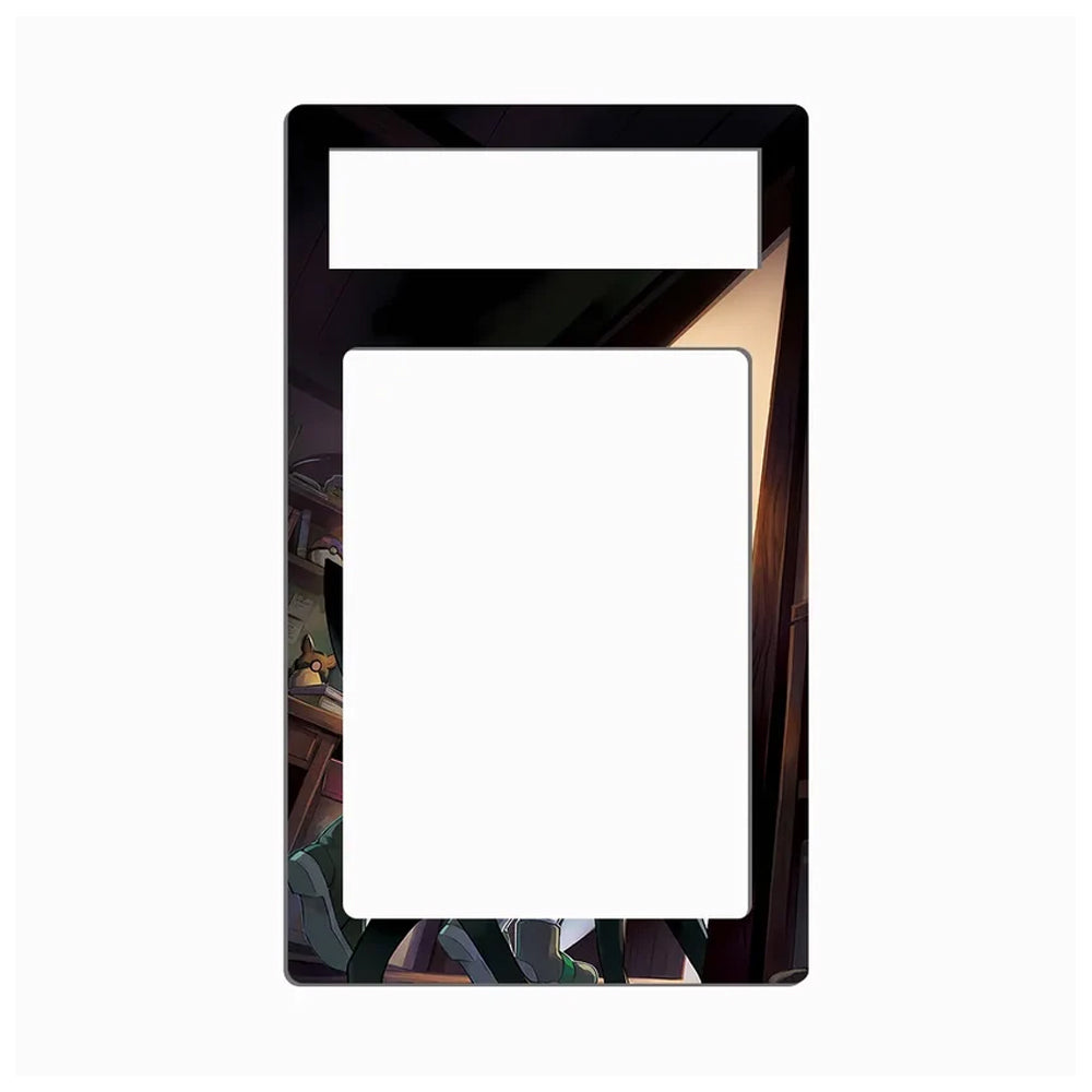 A decorative rectangular wall plate or frame insert with a large blank white center and a smaller white top slot, featuring a dark anime-style illustrated border on a light gray background.