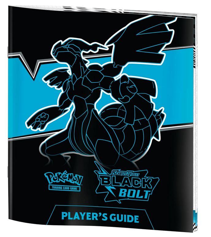 Pokémon Black Bolt Player's Guide with character design on a black and blue background