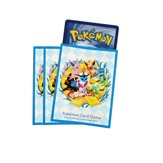 Official Pokémon Center 2024 collection artwork featuring Eevee and all eight Eeveelutions—Vaporeon, Jolteon, Flareon, Espeon, Umbreon, Leafeon, Glaceon, and Sylveon—in a vibrant, high-quality design.