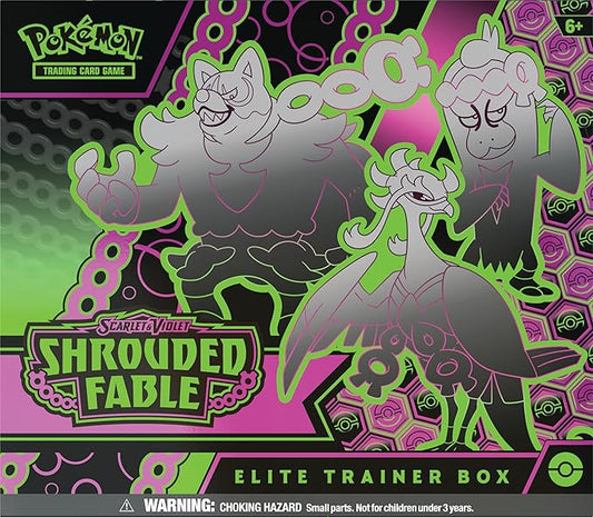 Pokémon Trading Card Game Elite Trainer Box packaging with characters and branding.