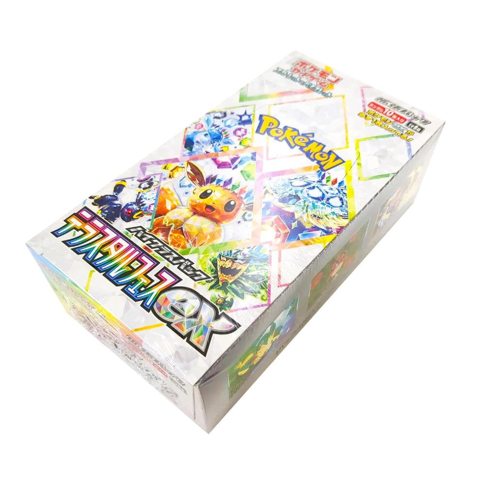 Pokémon trading card game box with colorful cards on a white background