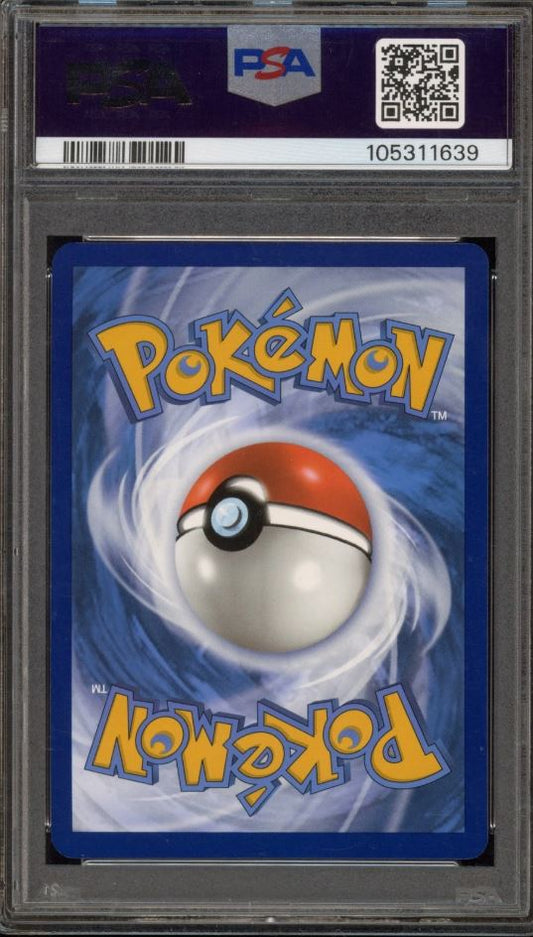 Pokémon trading card with a blue border and Pokéball logo, featuring a PSA grading label.