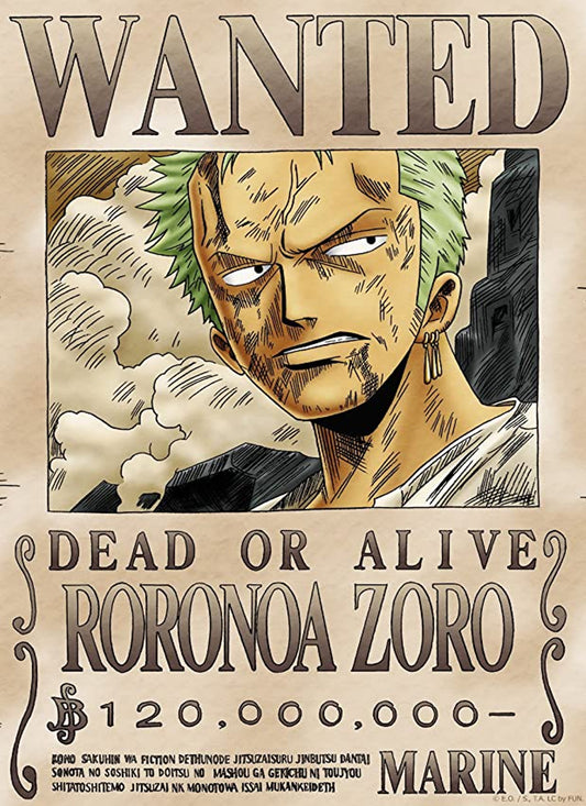 Roronoa Zoro Wanted Poster One Piece Anime Wall Art - PokeTCG