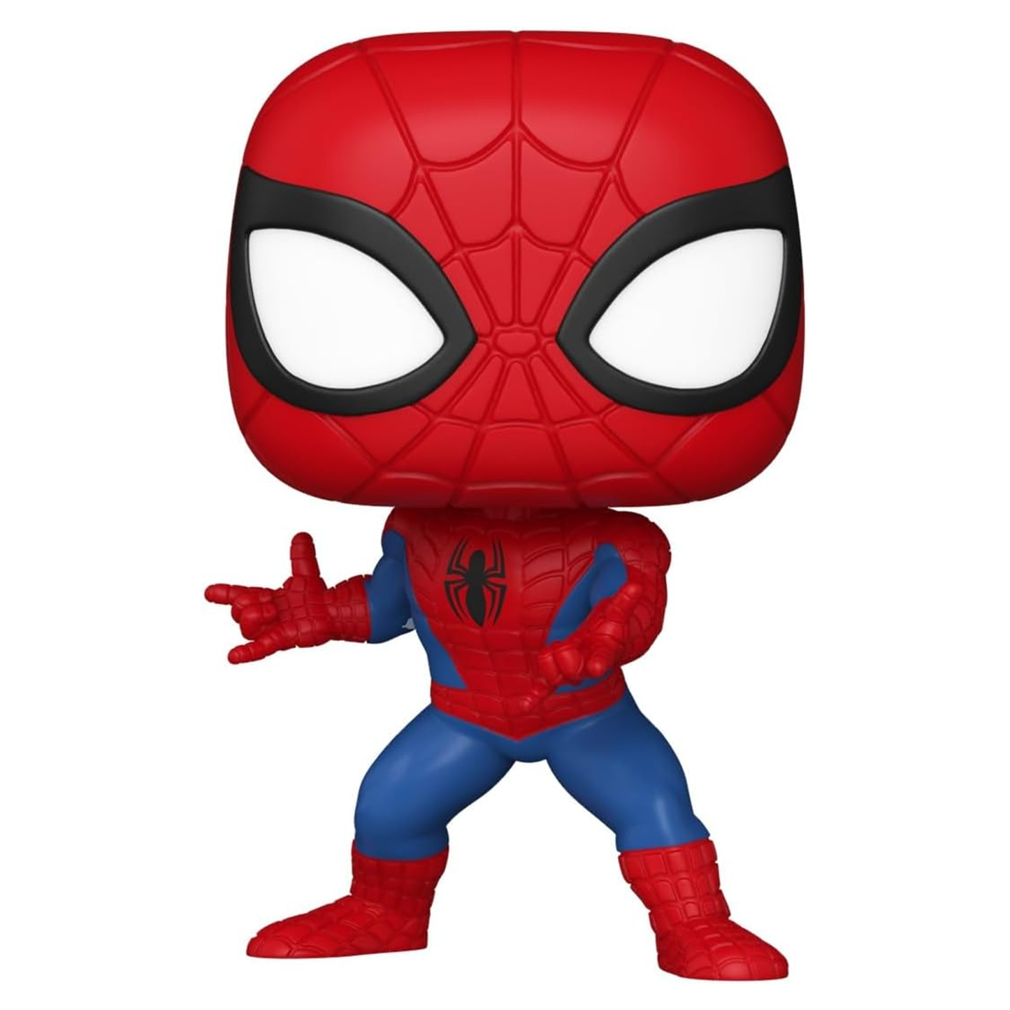 Spider-Man figurine with red and blue costume on a white background