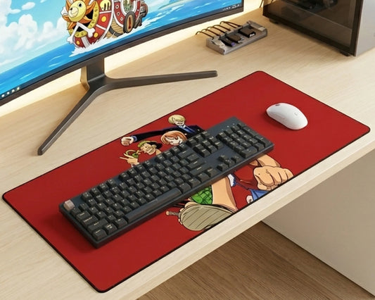 Straw Hat Crew Classic Red Mousepad Anime Desk Mat XL One Piece Luffy Team Gaming Mouse Pad - PokeTCG