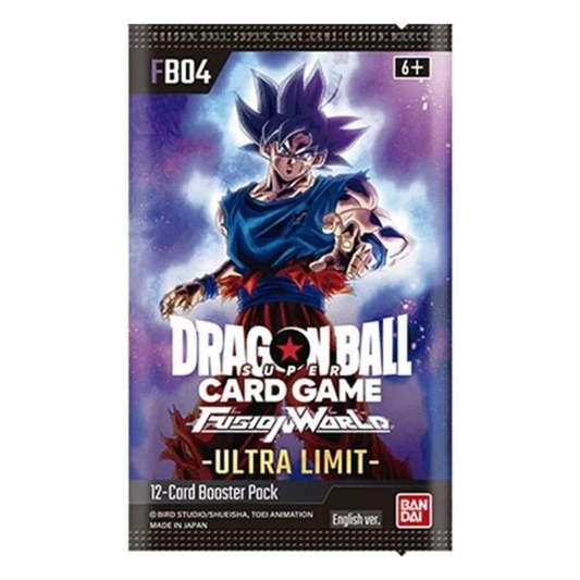 Dragon Ball Super Card Game booster pack with character illustration on a white background