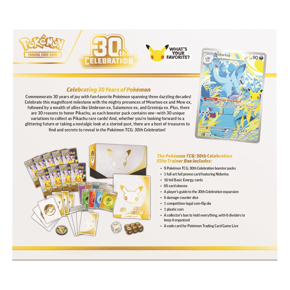 Pokémon 30th Celebration Elite Trainer Box 9 Packs Rip N Ship