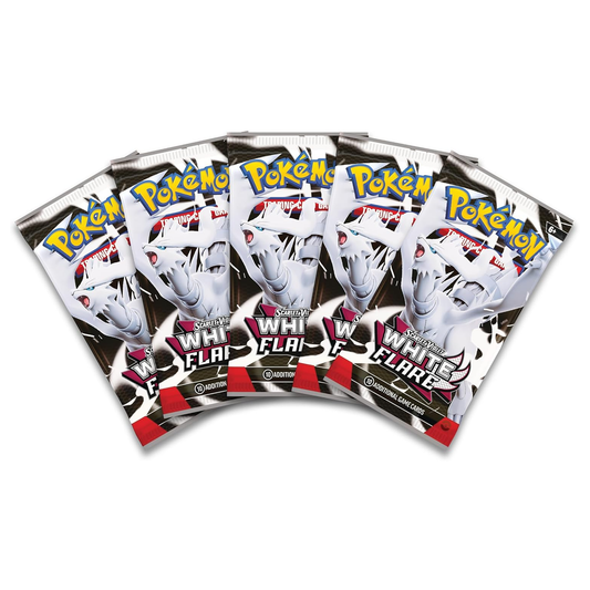 Pokémon White Flare card packs on a white background