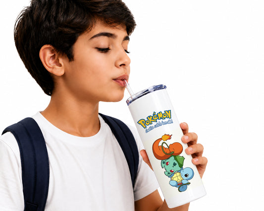 Pokémon Charmander Bulbasaur Squirtle Tumbler Sipper – Kanto Starter Trio Anime Stainless Steel Travel Cup