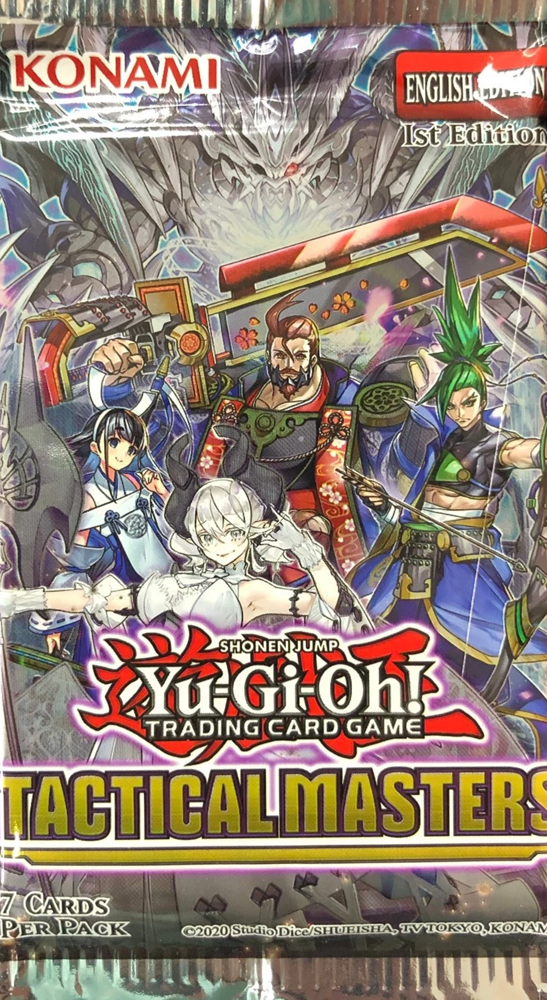 YU-GI-OH! TCG Tactical Masters Booster Pack (English Version) featuring collectible cards, rare tactics, and vibrant dueling artwork.