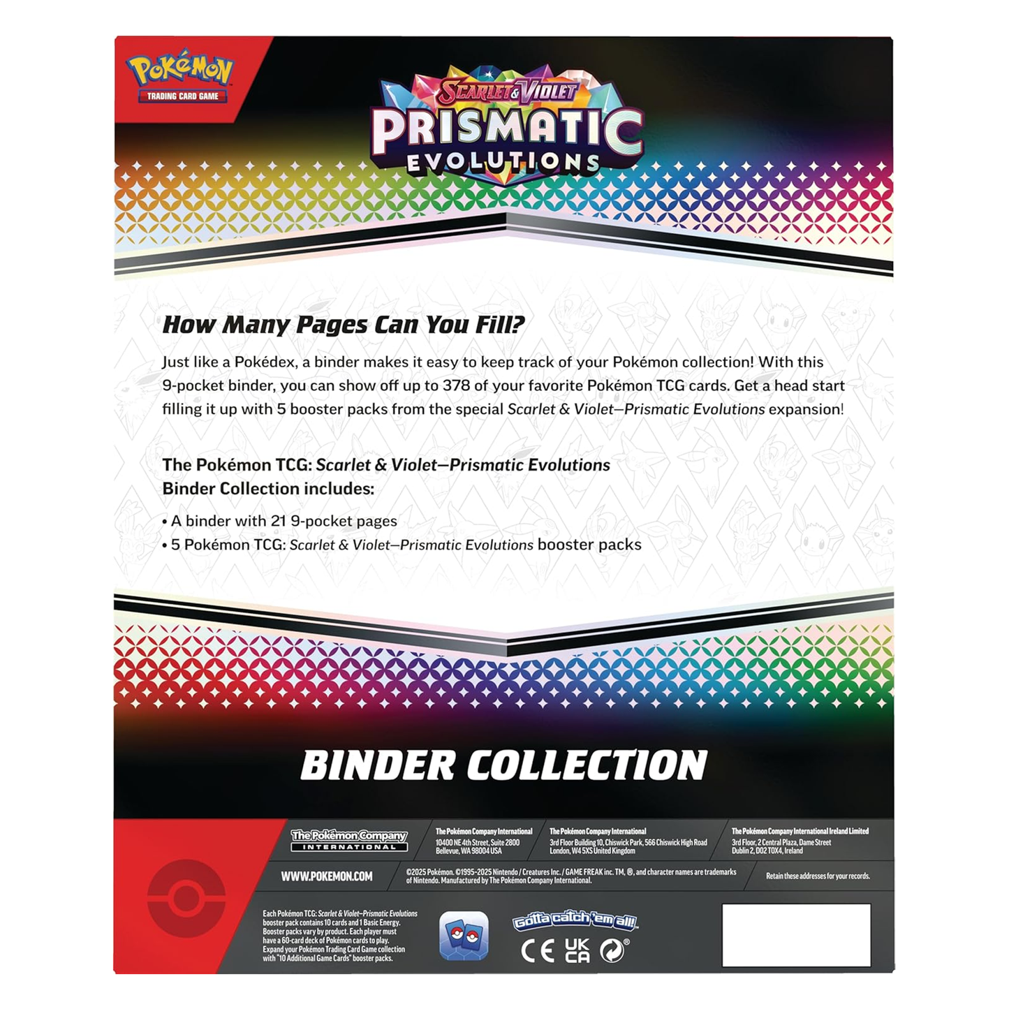 Pokémon Prismatic Evolutions trading card game binder collection packaging
