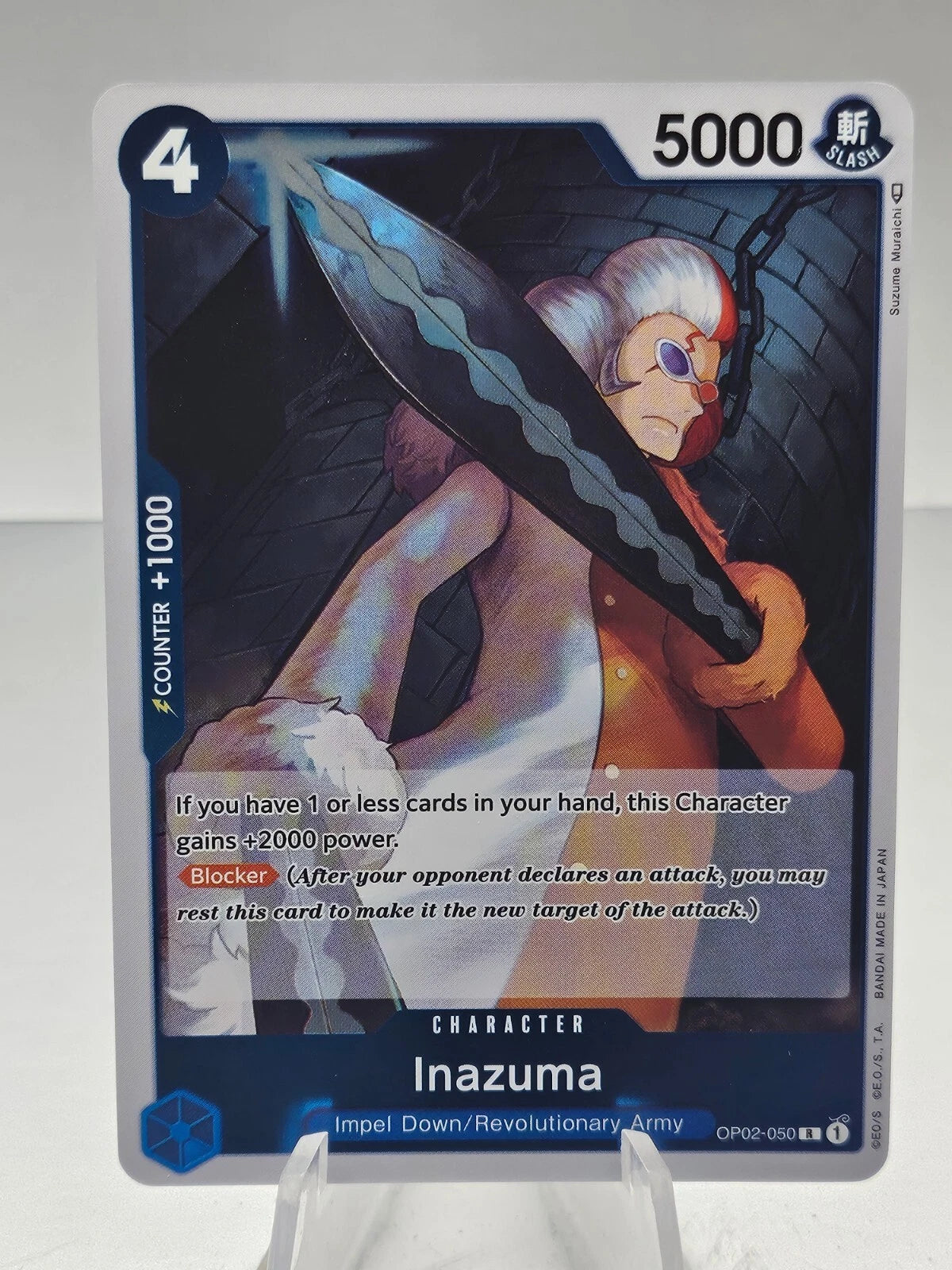 One Piece TCG Inazuma OP02-050 rare character card from Paramount War set featuring official English printing and series-accurate artwork.