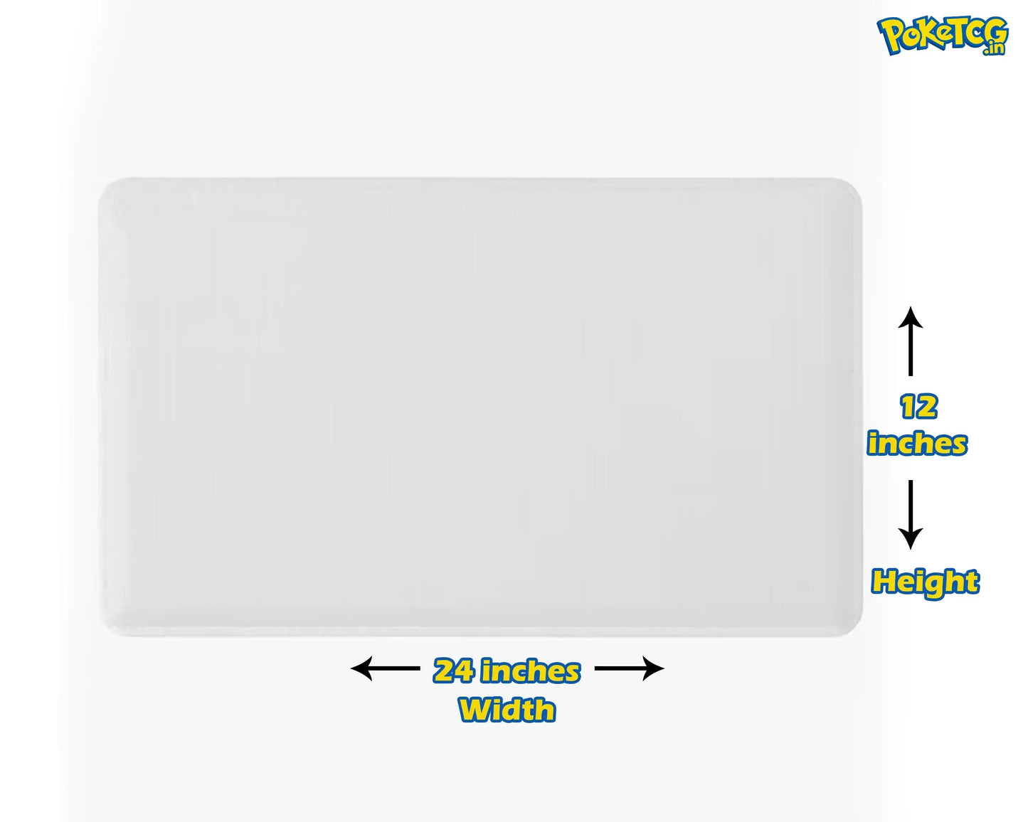 Rectangular white board with measurements labeled on a white background
