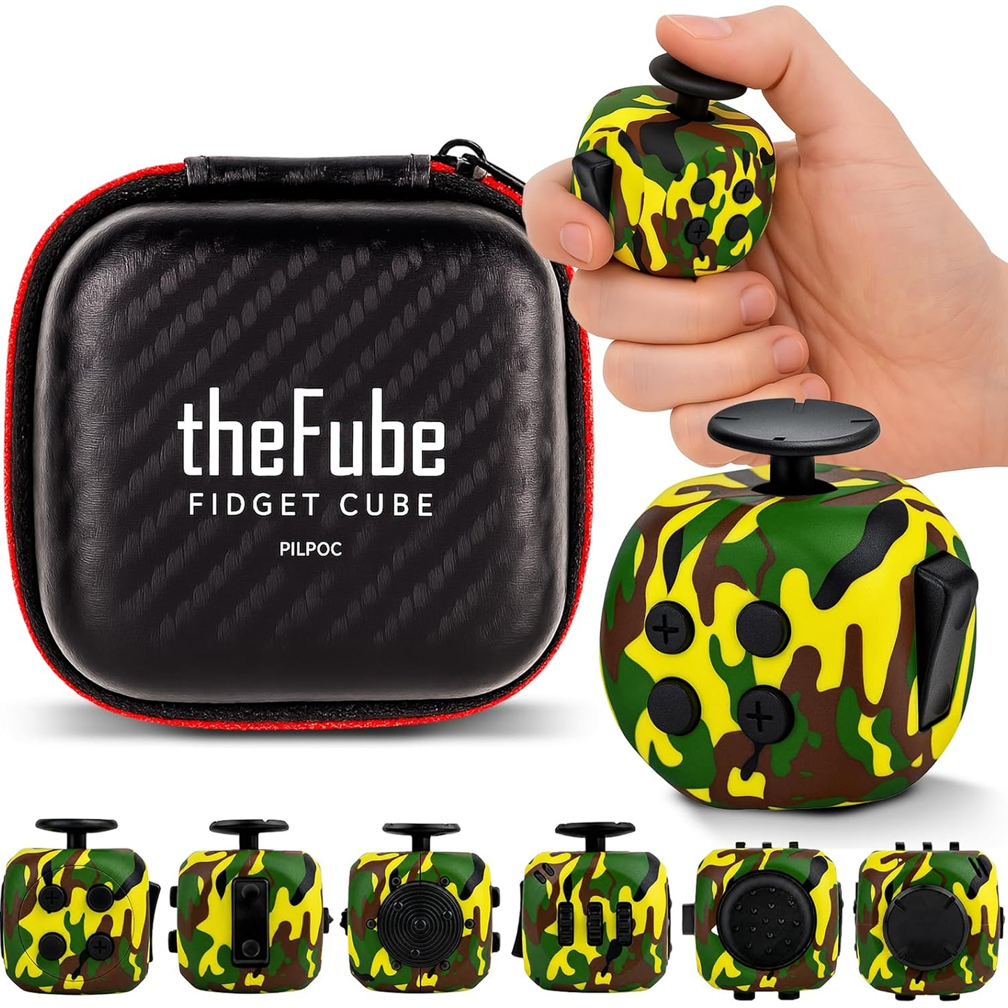PILPOC theFube 6 sided fidget cube forest shadow infinity stress relief toy with carry case for kids and adults