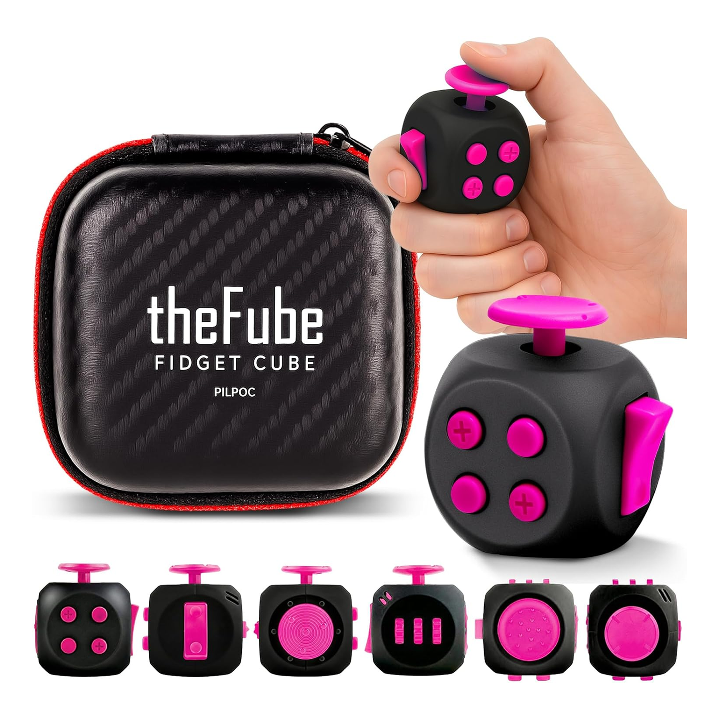 PILPOC theFube 6 sided midnight rose fidget cube infinity stress relief toy with carry case for kids and adults