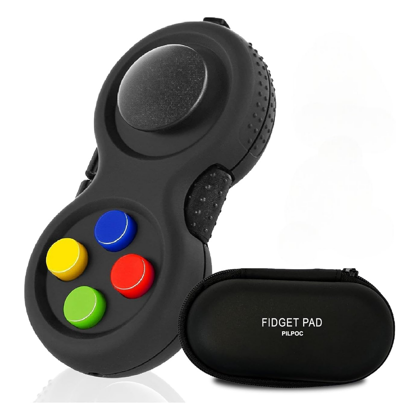 PILPOC theFube aluminum infinity cube fidget desk toy in black and red color for stress and anxiety relief with carry case