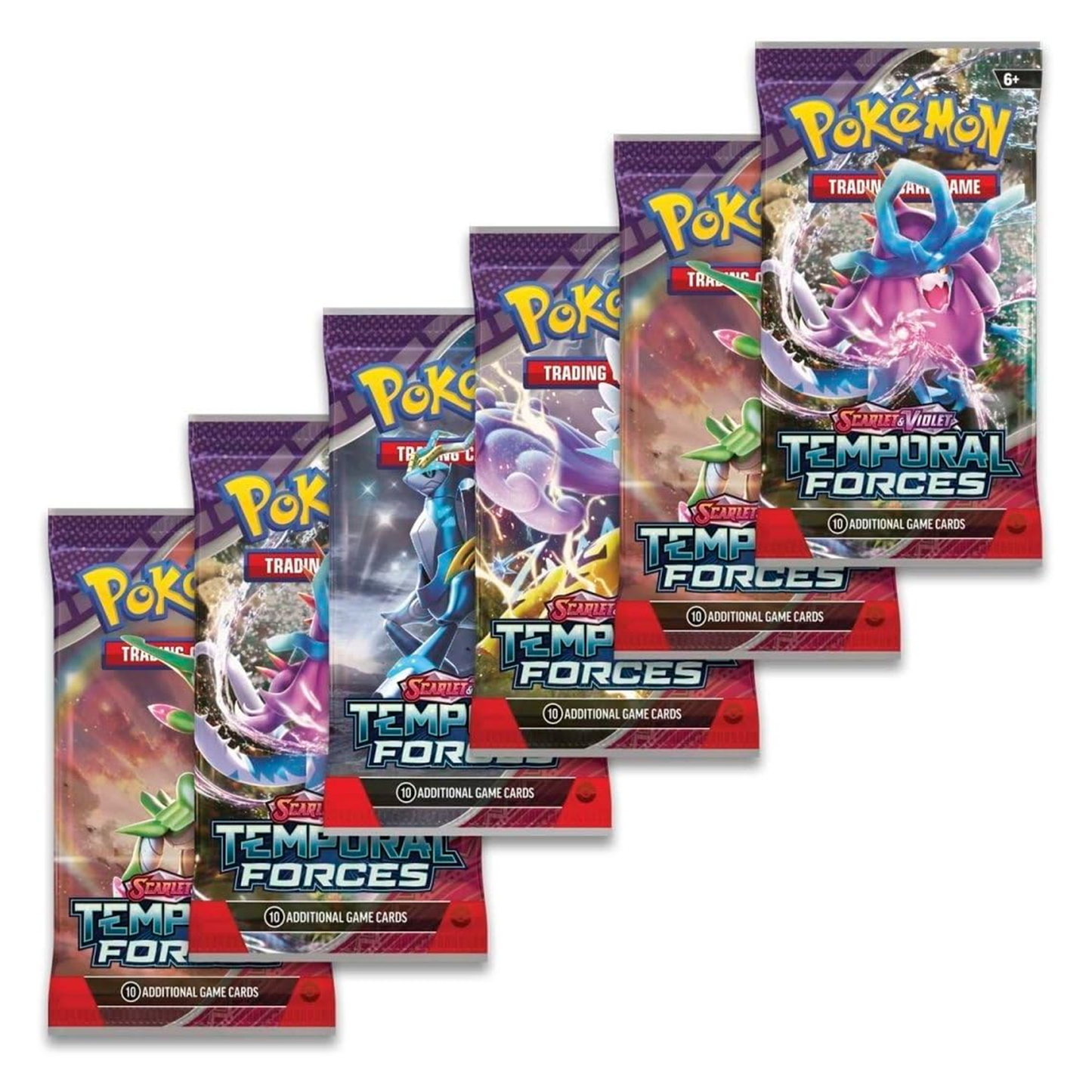 Pokémon Trading Card Game Temporal Forces packs on a white background