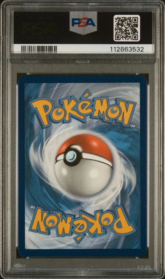 Pokémon trading card in a PSA protective case with a Pokéball graphic.