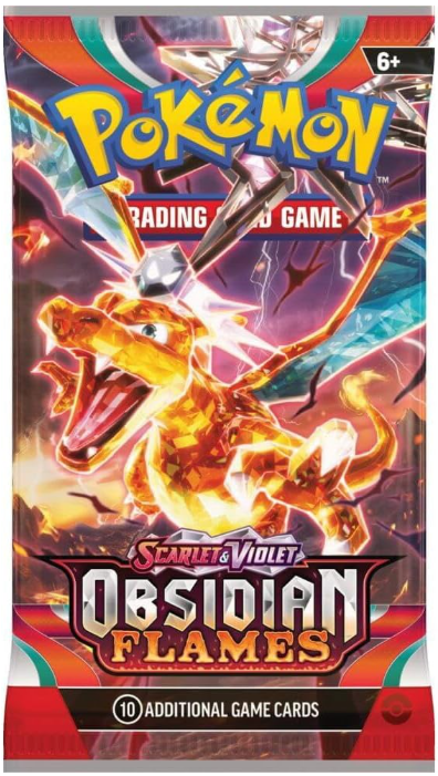 Pokémon trading card game pack featuring Obsidian Flames theme