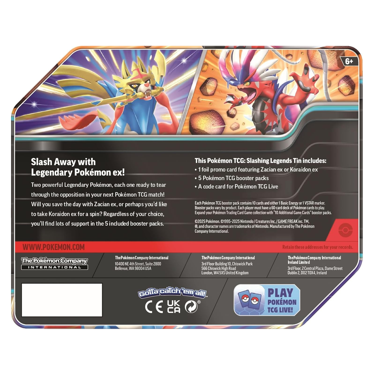 Pokémon trading card game packaging with legendary characters on a white background