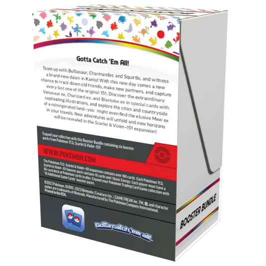 Pokémon trading card game booster bundle packaging with colorful design and text.