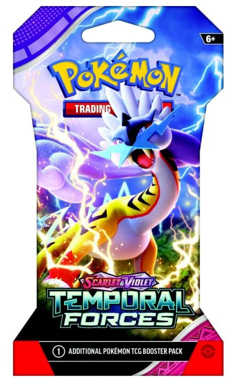 Pokémon trading card game booster pack featuring a Pokémon with lightning effects.