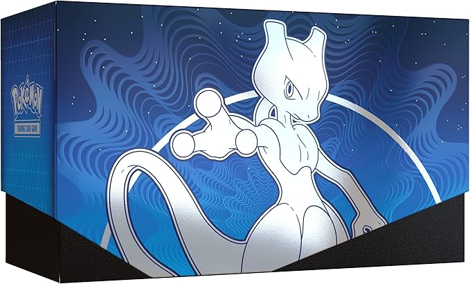 Pokémon trading card game box with a white character on a blue background
