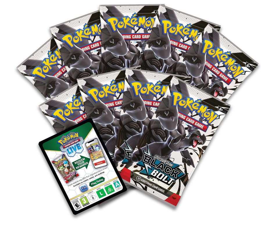 Pokémon trading card game packs on a white background