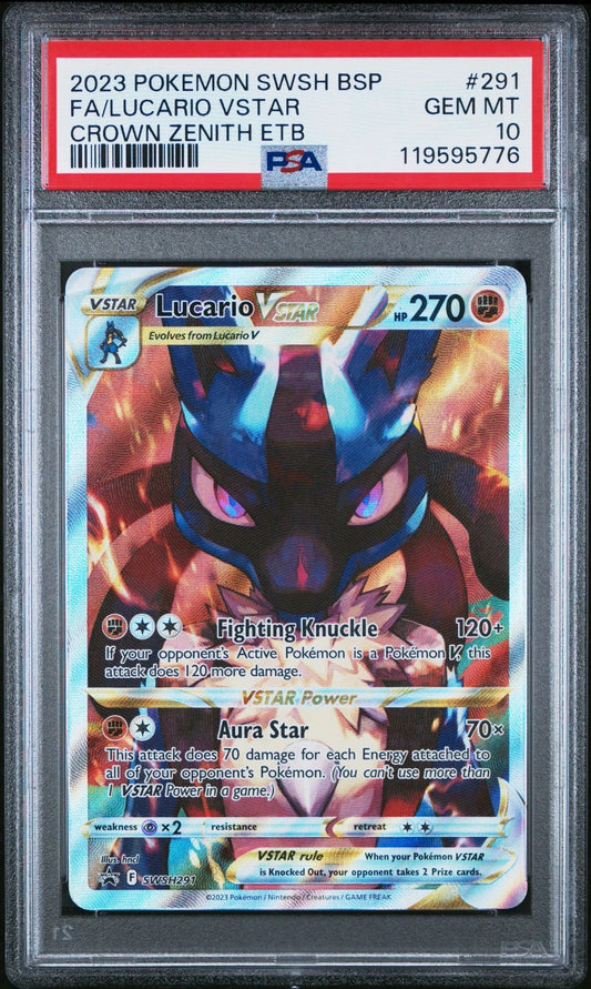 2023 POKEMON BLACK STAR PROMO SWSH 291 FA/LUCARIO VSTAR CROWN ZENITH PSA 10  (English Version)