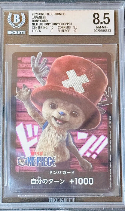 2026 One Piece TCG Netflix Tony Tony Chopper Japanese DON!! Promo BGS 8.5 NM-MT+