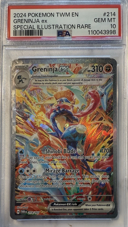 Pokémon Greninja Ex #214 Twilight Masquerade Special Illustration Rare PSA 10!  (English Version)