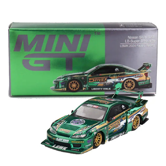 MINI GT #858 Nissan Silvia S15 LB-Super Silhouette LBWK 2024 Fausto Racing – 1:64 Diecast Model Car