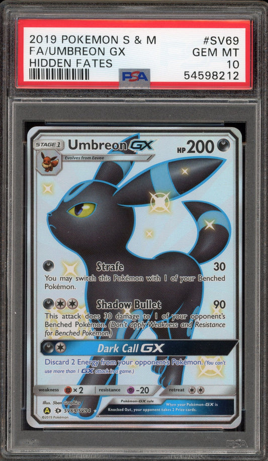 Pokemon Umbreon GX Hidden Fates Full Art #SV69 PSA 10 Gem Mint  (English Version)