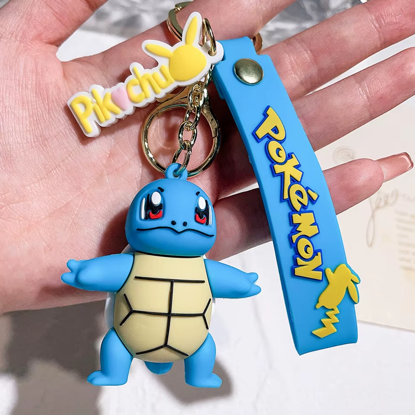 3D PVC Cute Anime Pokemoned Keychain Custom Cartoon Character Silicon Keyring for Promotional Car Bag Use Durable Rubber