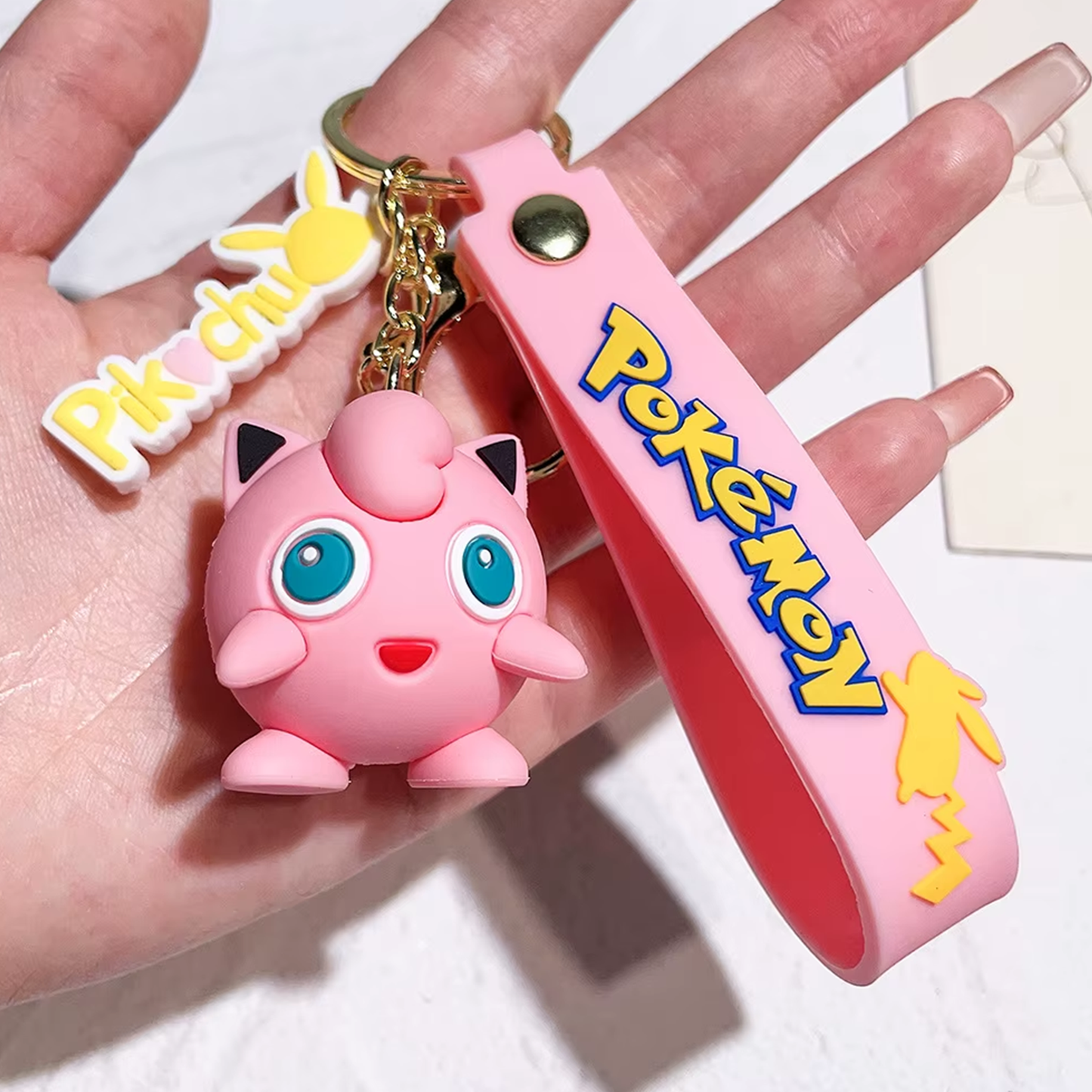 3D PVC Cute Anime Pokemoned Keychain Custom Cartoon Character Silicon Keyring for Promotional Car Bag Use Durable Rubber