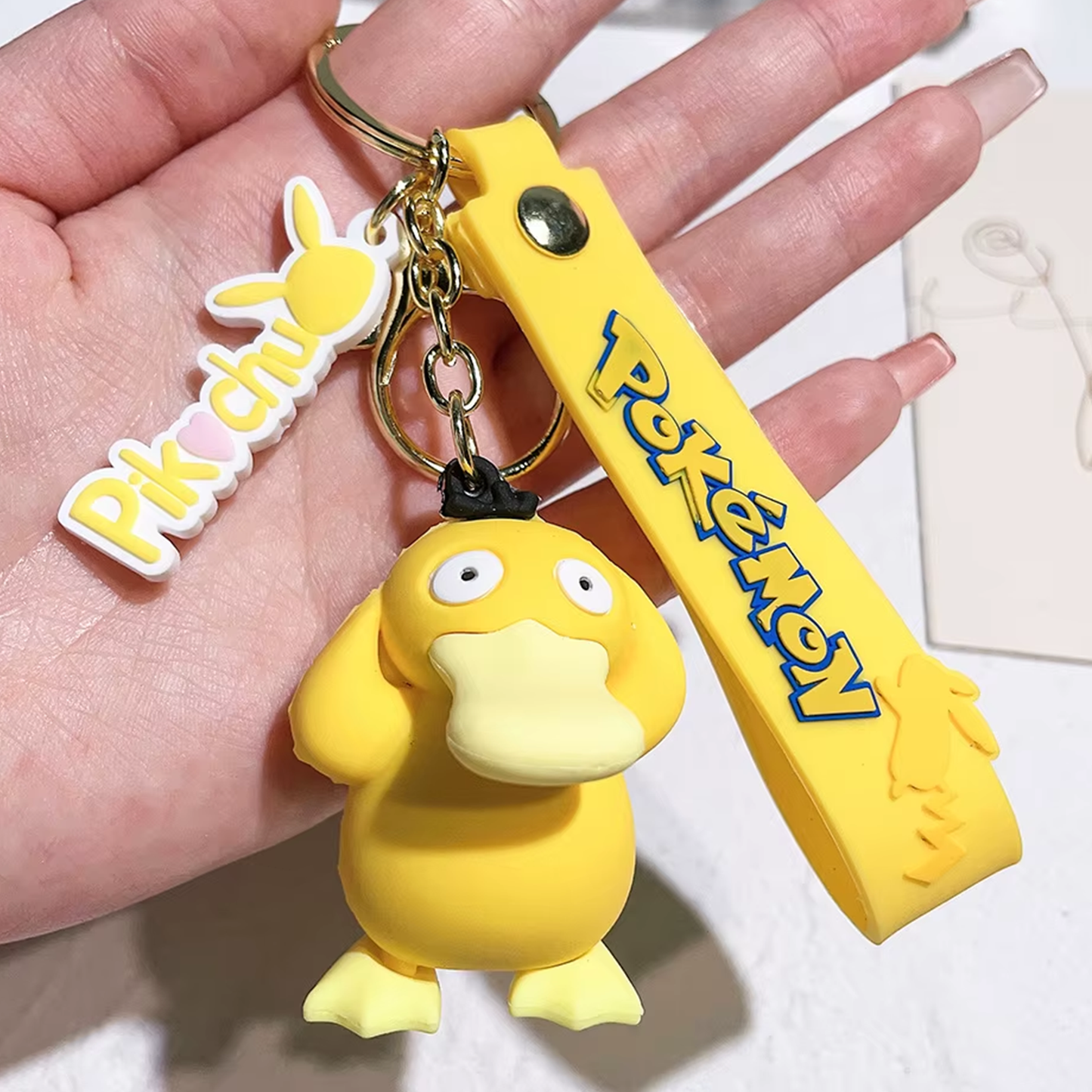 3D PVC Cute Anime Pokemoned Keychain Custom Cartoon Character Silicon Keyring for Promotional Car Bag Use Durable Rubber