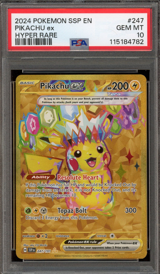 Pokemon Pikachu ex Surging Sparks Hyper Rare #247 PSA 10 Gem Mint  (English Version)