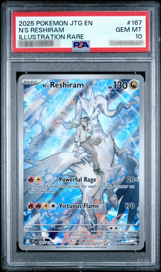2025 PSA 10 N’s Reshiram 167/159 Journey Together Illustration Rare Pokémon Card