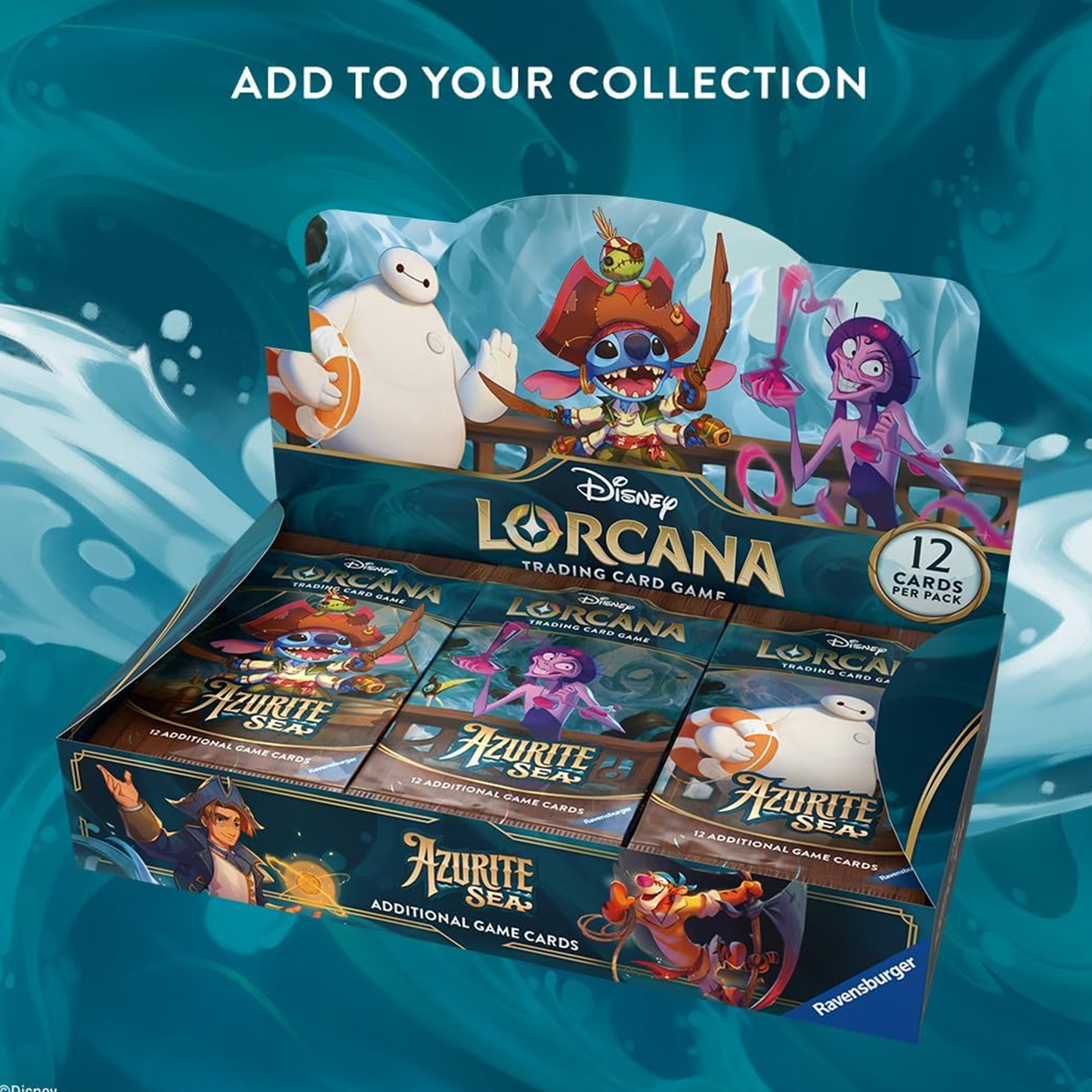 Ravensburger Disney Lorcana TCG: Azurite Sea Booster Pack Display | 24 Packs with 12 Trading Cards Each | Ideal for Collectors & Disney Fans | Suitable for Ages 8+