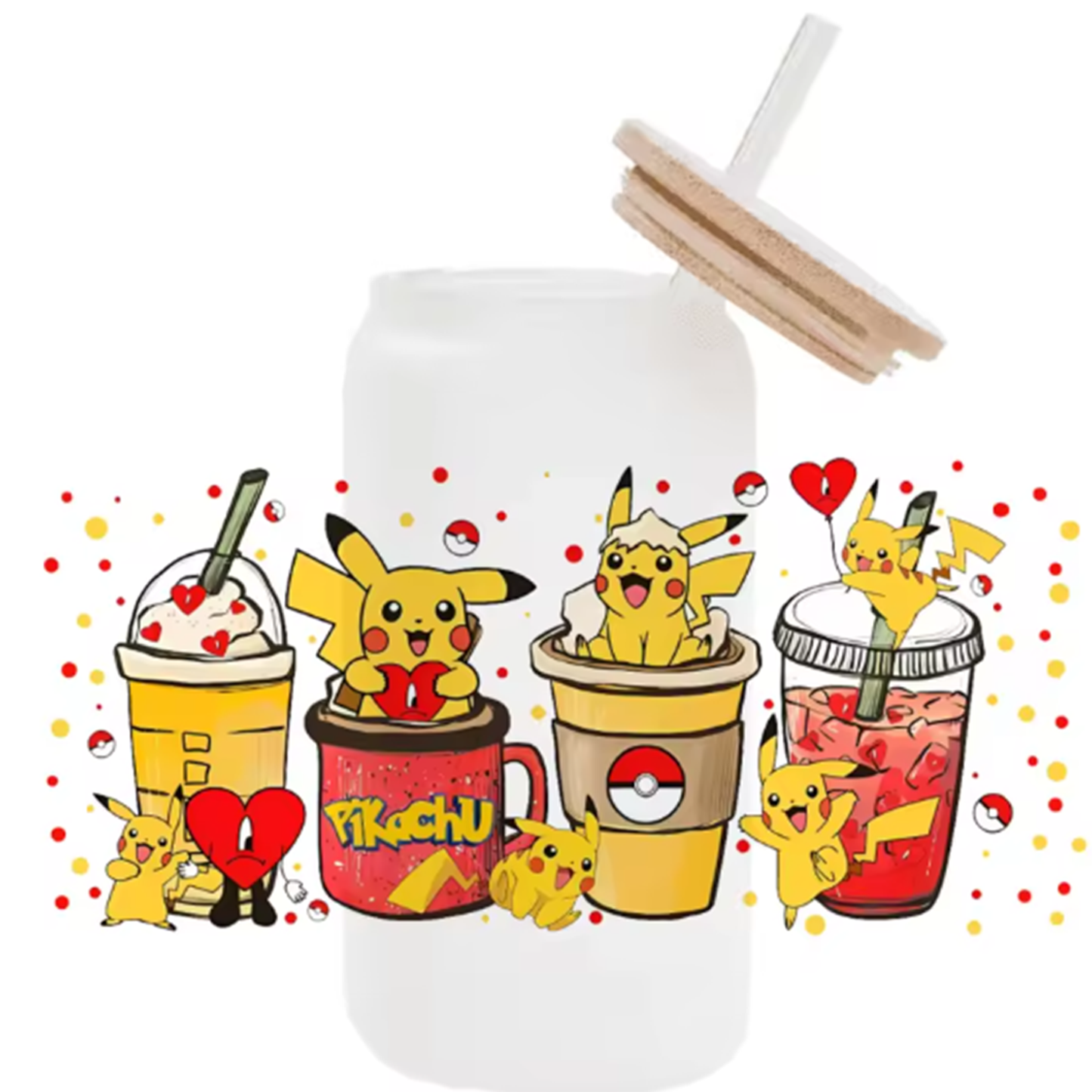 Cute Cartoon Pokemon Pikachu UV DTF Transfer Glass Sticker Waterproof Transfers Decals For 16oz Glass Cup Wrap Stickers
