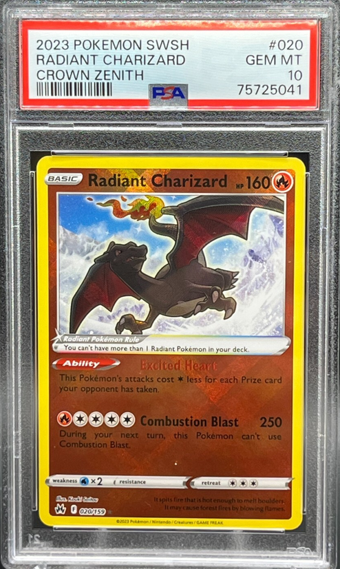 2023 Pokémon Sword & Shield - Crown Zenith #020/159 Radiant Charizard PSA 10  (English Version)