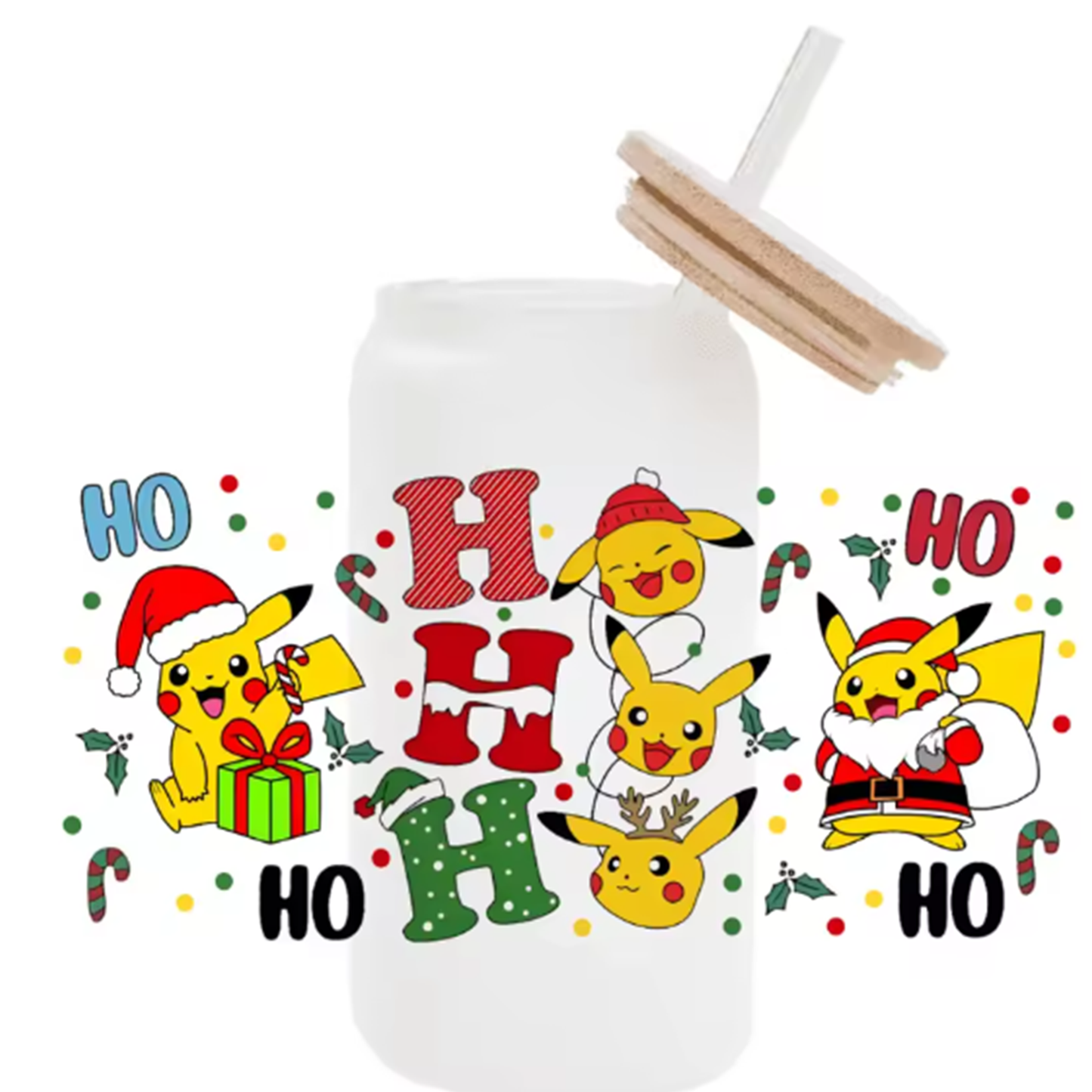 Cute Cartoon Pokemon Pikachu UV DTF Transfer Glass Sticker Waterproof Transfers Decals For 16oz Glass Cup Wrap Stickers